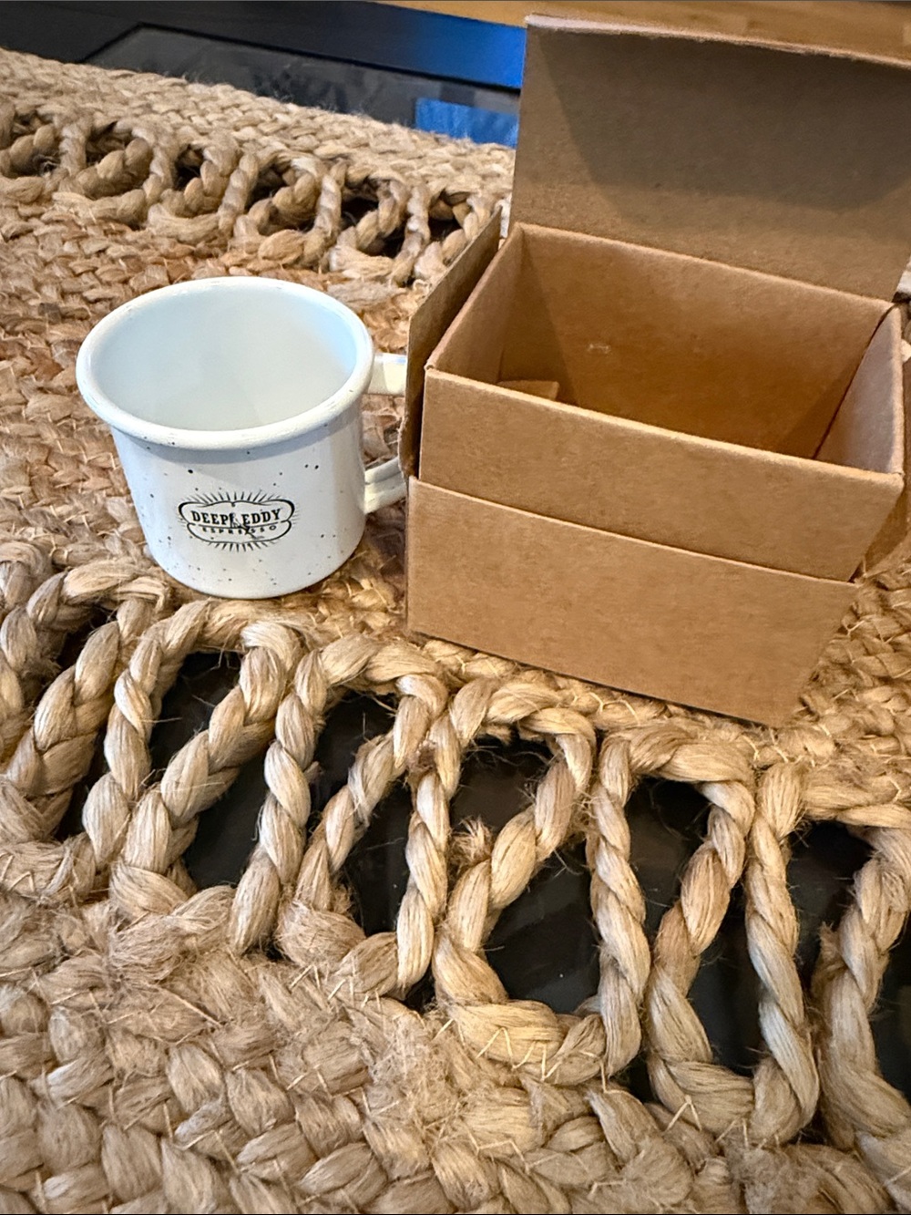 Deep Eddy Enamel Camp Mug - White with Black Logo